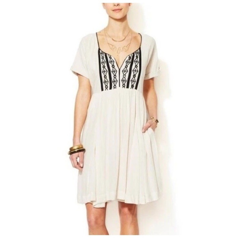 Free People‎ Women's Beige Embroidered Mirror Dress Size Xsmall